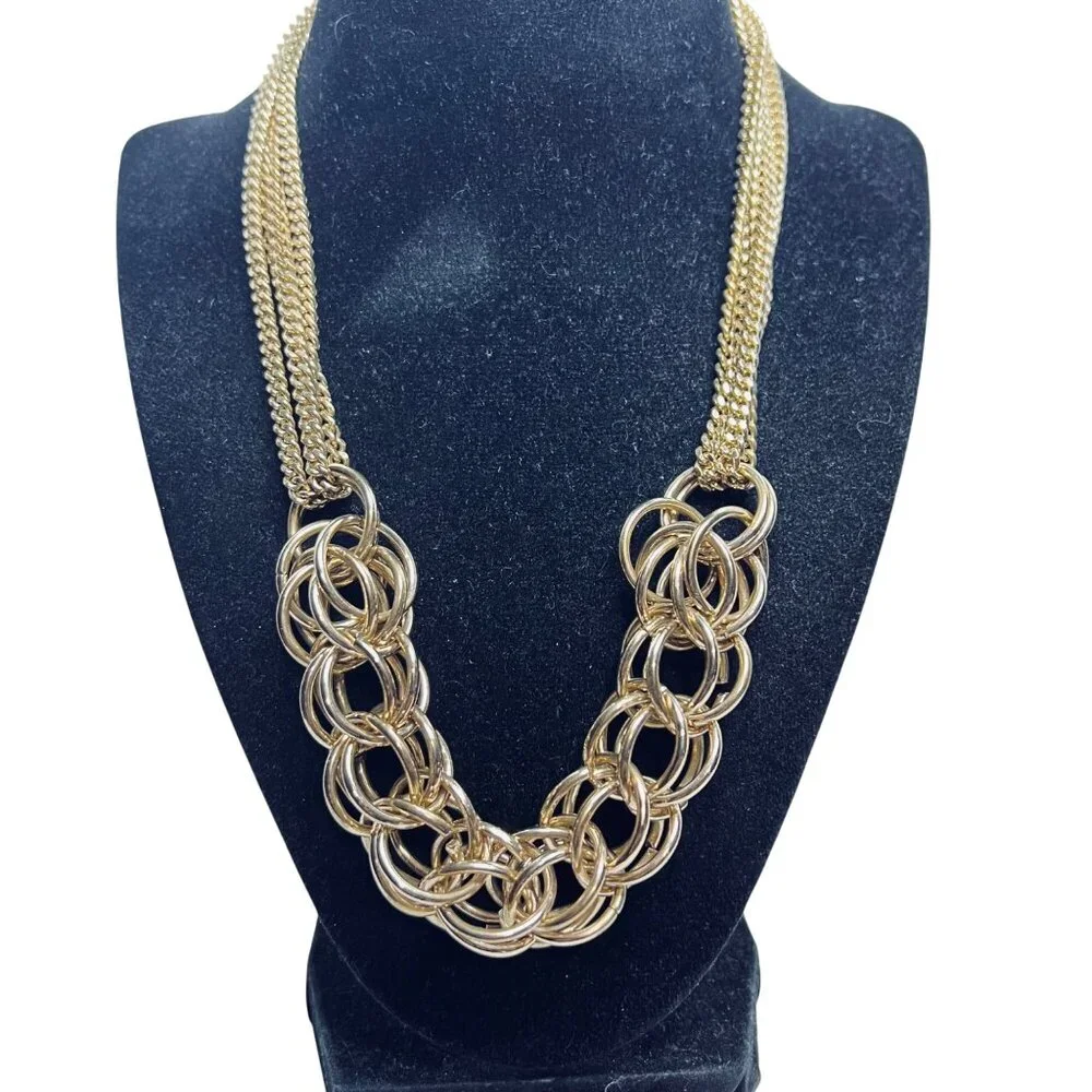 Nicole Chunky Gold Tone Curb Chain Bib Necklace (5551) - Picture 1 of 5